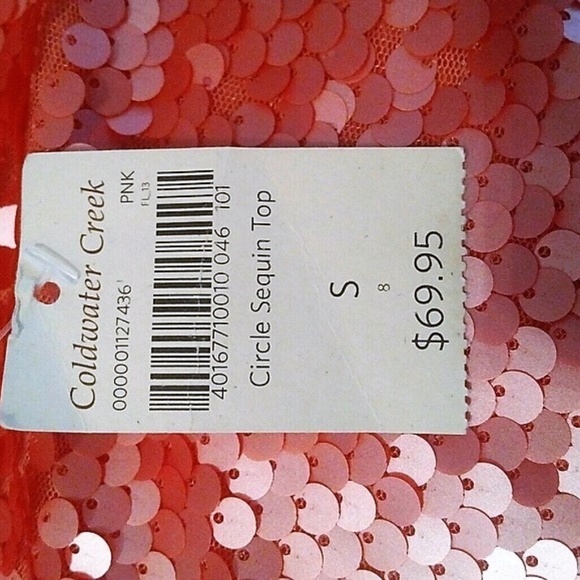 Spectacular Coral Pink Sequined Top NWT S/M - Picture 3 of 6